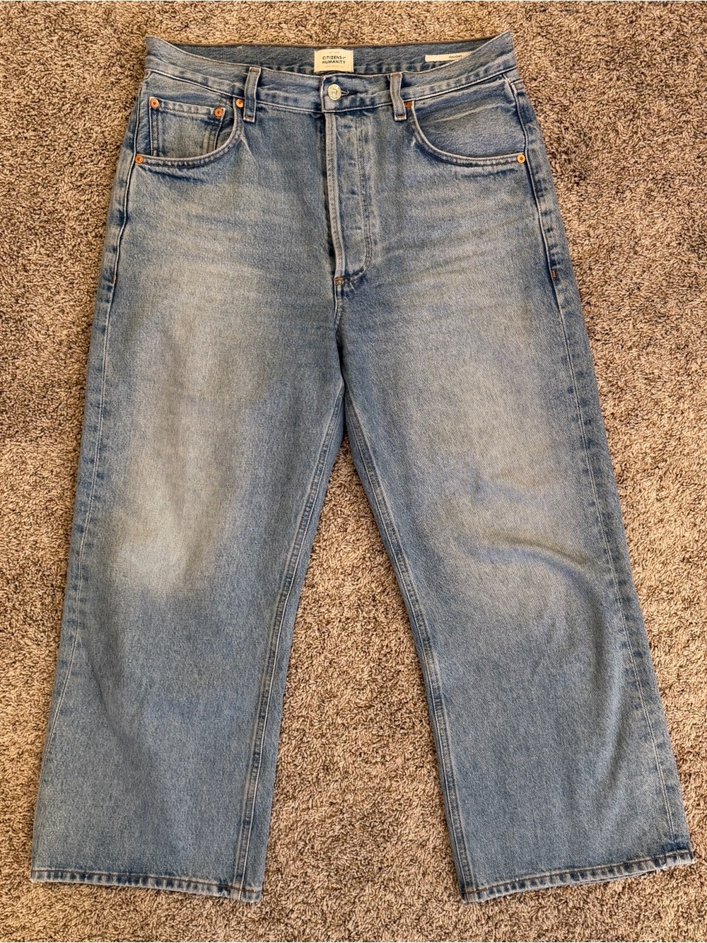 Citizens of Humanity Gaucho Vintage Wide Leg Jeans in Misty Rigid Denim Sz 28